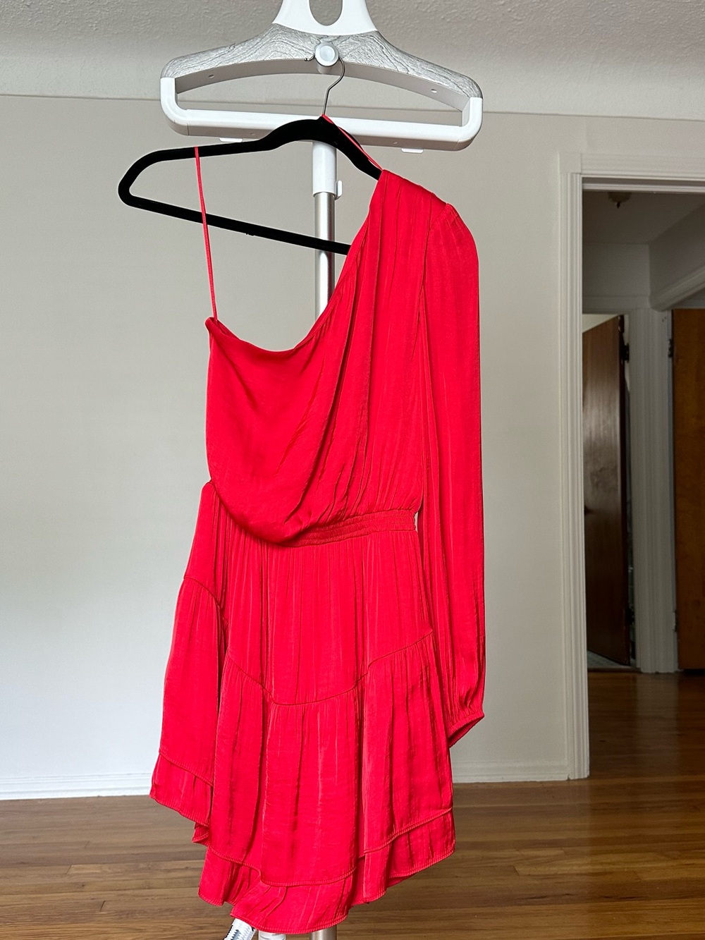 Steve Madden Vibrant Red One-Shoulder Asymmetric Dress XS